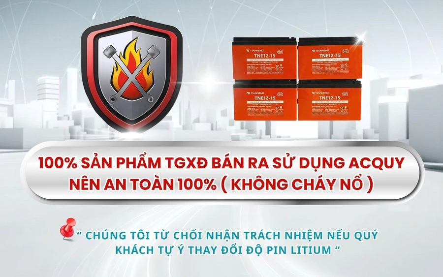 banner chống cháy nổ ắc quy xe điện