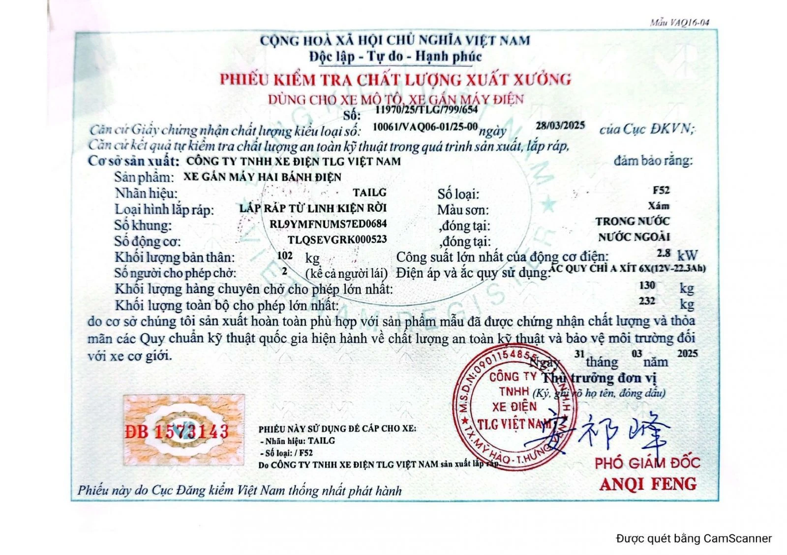 đăng kiểm xe máy điện tailg f52