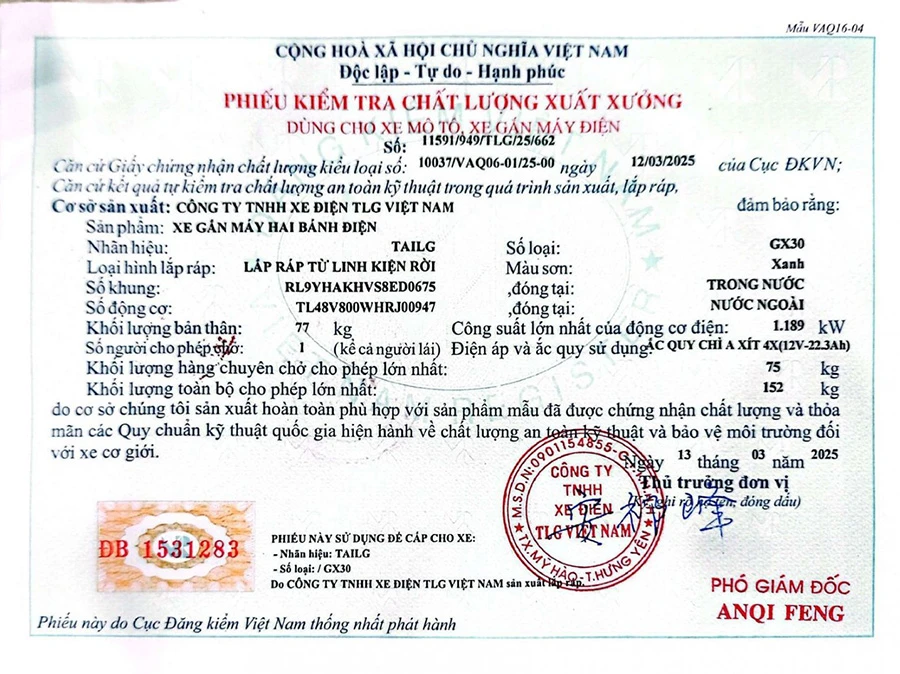 đăng kiểm trên xe tailg gx30