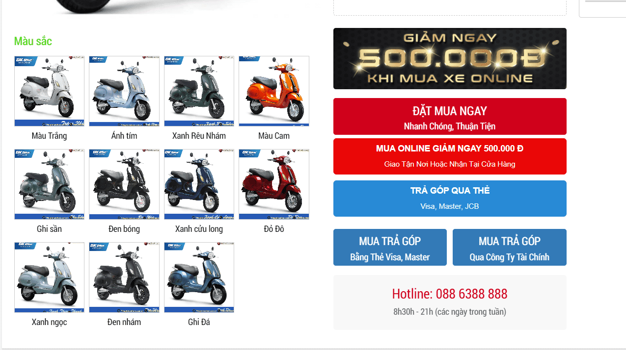 màu xe điện dk roma lite